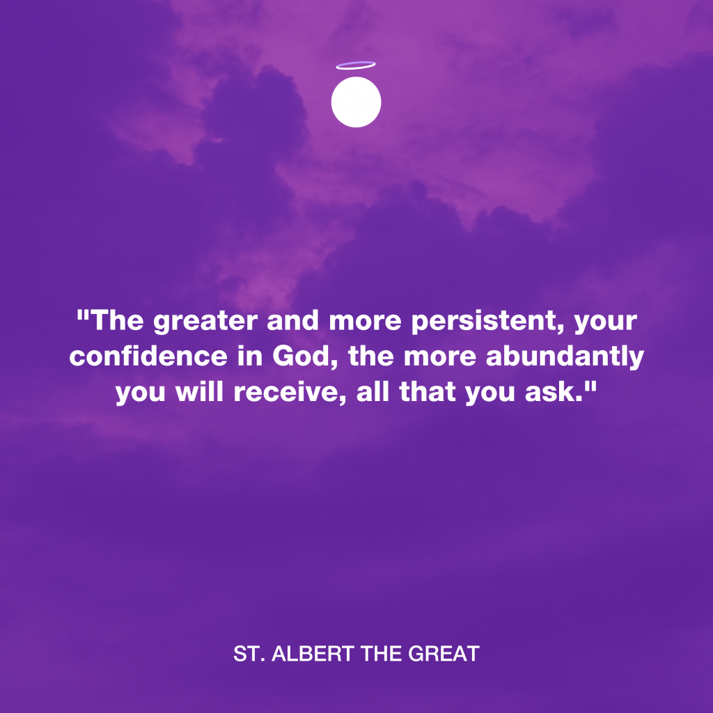 "The greater and more persistent, your confidence in God, the more abundantly you will receive, all that you ask." - St. Albert the Great