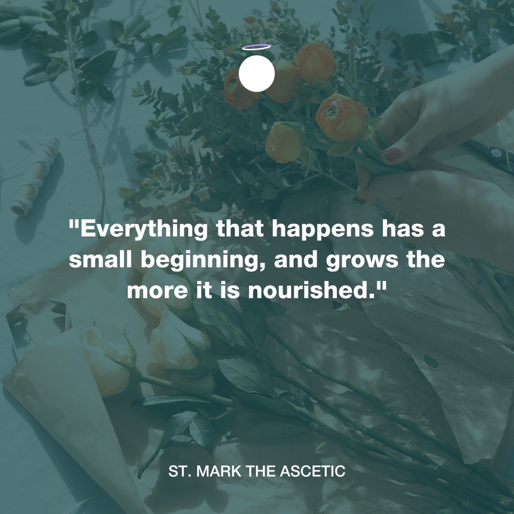 "Everything that happens has a small beginning, and grows the more it is nourished." - St. Mark the Ascetic