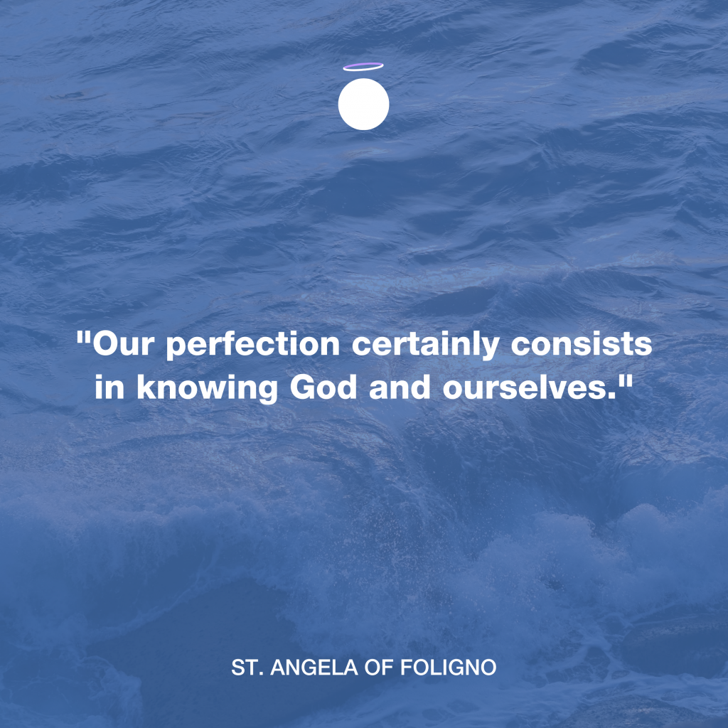 "Our perfection certainly consists in knowing God and ourselves." -  St. Angela of Foligno