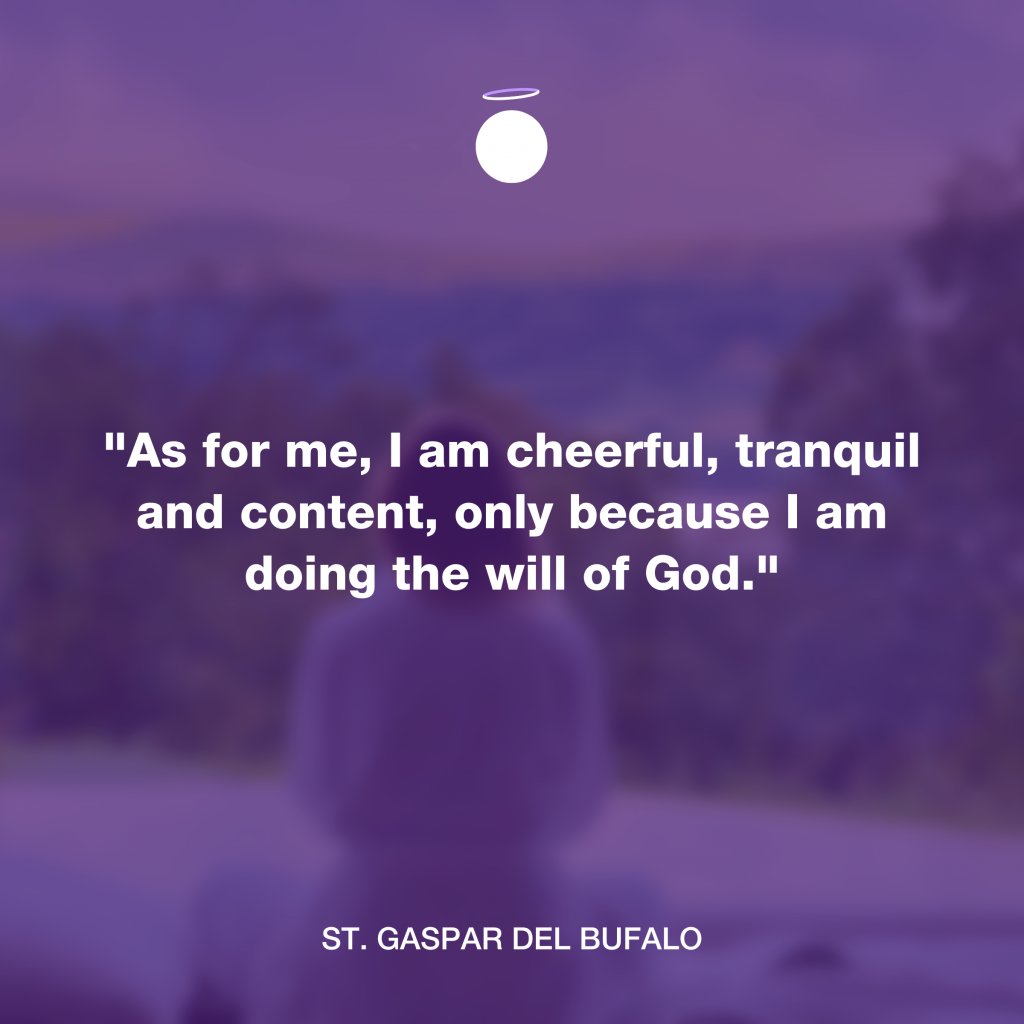 "As for me, I am cheerful, tranquil and content, only because I am doing the will of God." - St. Gaspar del Bufalo