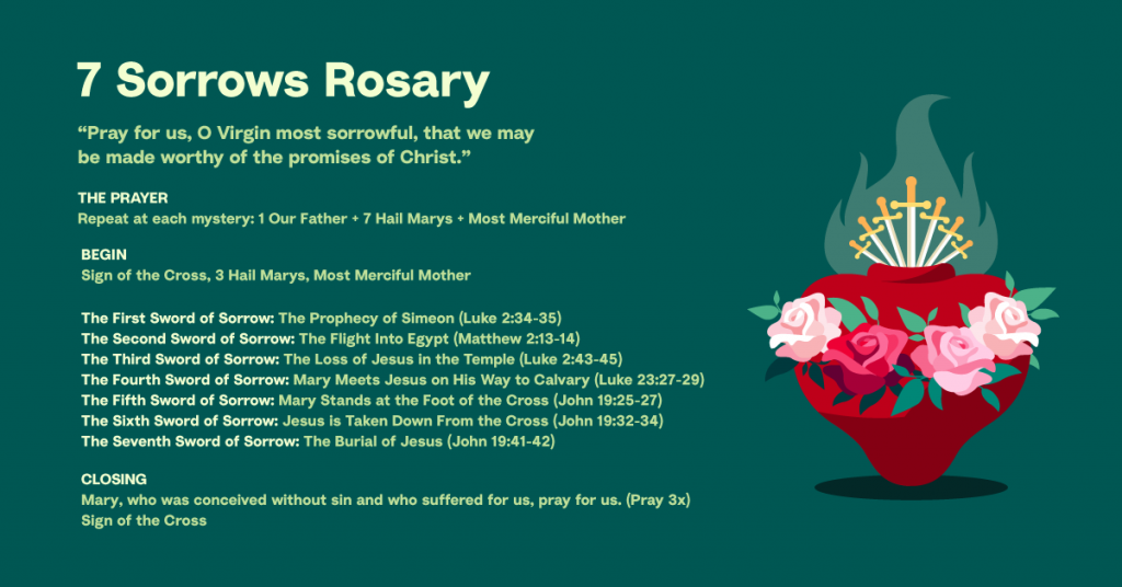 How to pray 7 Sorrows Rosary - 7 Swords - Hallow App