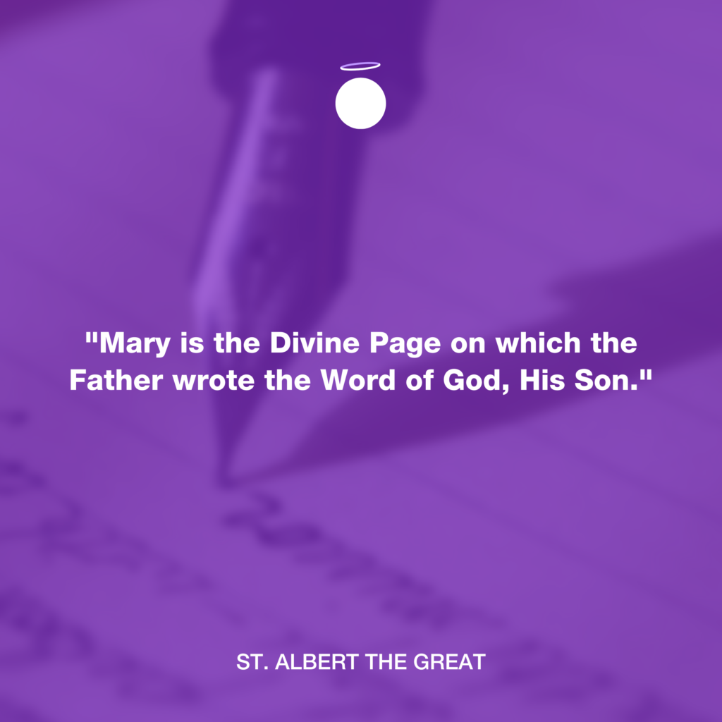 "Mary is the Divine Page on which the Father wrote the Word of God, His Son." - St. Albert the Great