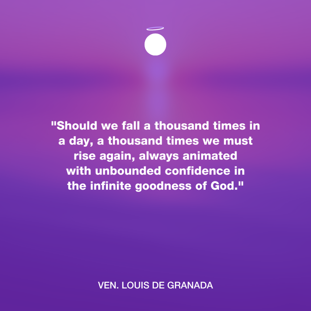 "Should we fall a thousand times in a day, a thousand times we must rise again, always animated with unbounded confidence in the infinite goodness of God." - Ven. Louis de Granada