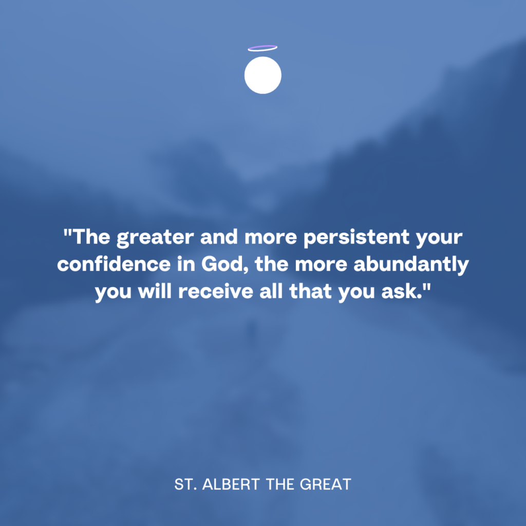 "The greater and more persistent your confidence in God, the more abundantly you will receive all that you ask." - St. Albert the Great