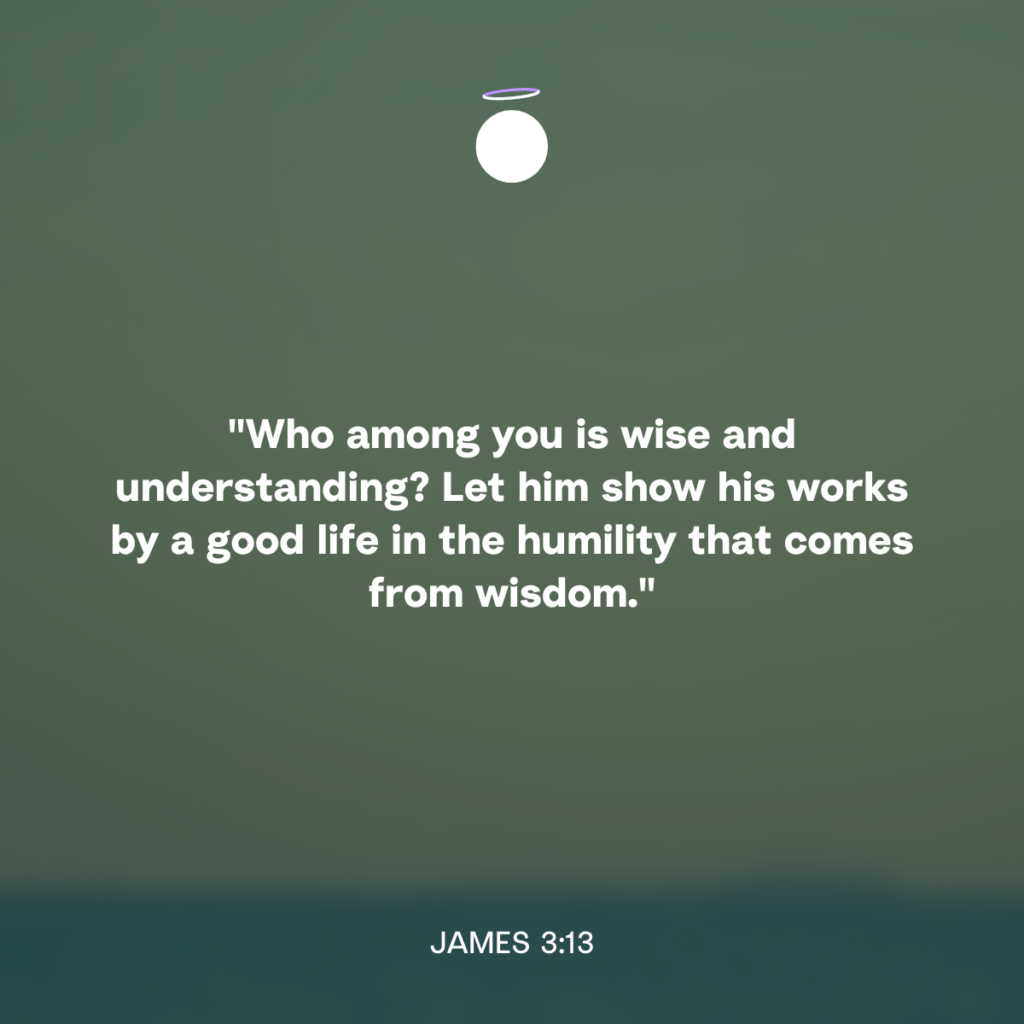 "Who among you is wise and understanding? Let him show his works by a good life in the humility that comes from wisdom." - James 3:13