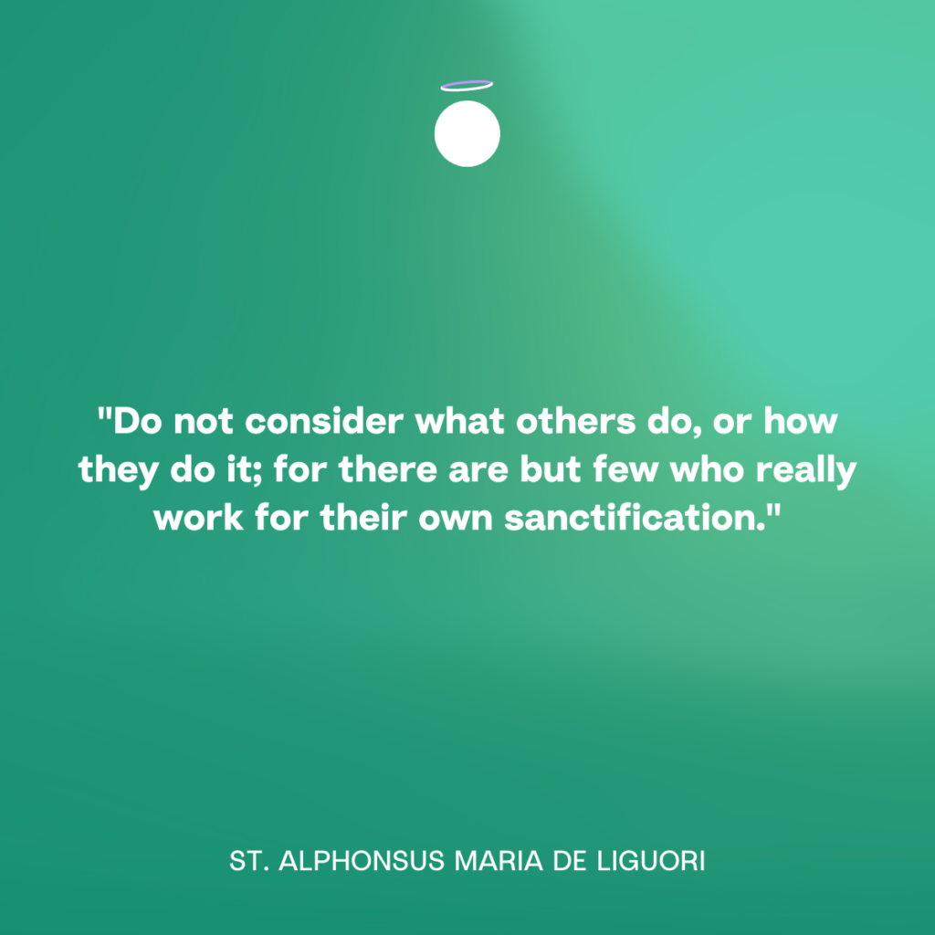 "Do not consider what others do, or how they do it; for there are but few who really work for their own sanctification." - St. Alphonsus Maria de Liguori