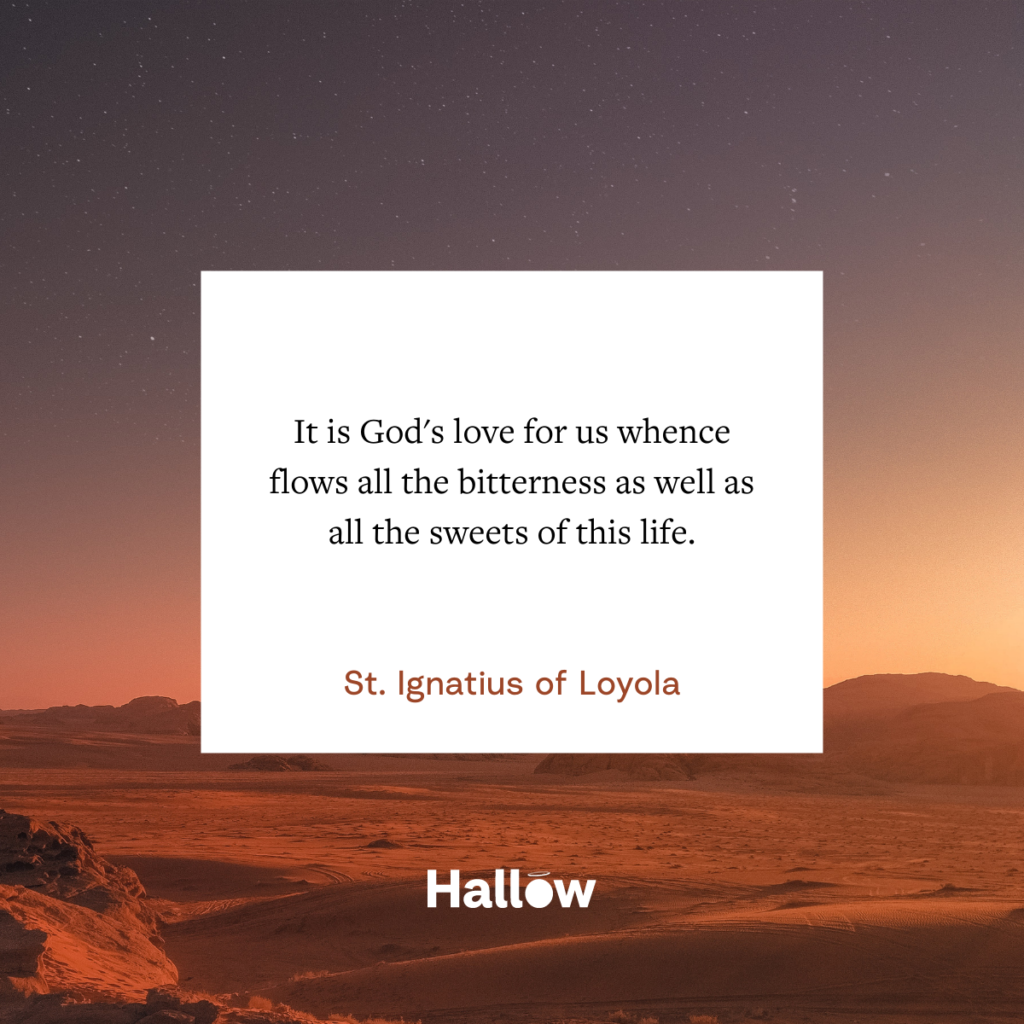 "It is God's love for us whence flows all the bitterness as well as all the sweets of this life." - St. Ignatius of Loyola
