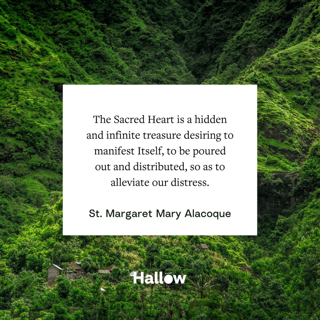 "The Sacred Heart is a hidden and infinite treasure desiring to manifest Itself, to be poured out and distributed, so as to alleviate our distress." - St. Margaret Mary Alacoque