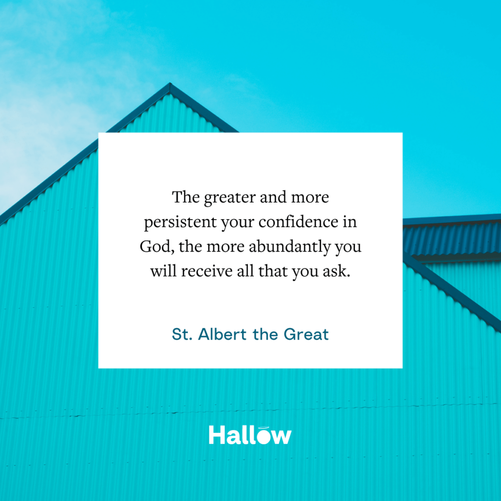 The greater and more persistent your confidence in God, the more abundantly you will receive all that you ask. - St. Albert the Great
