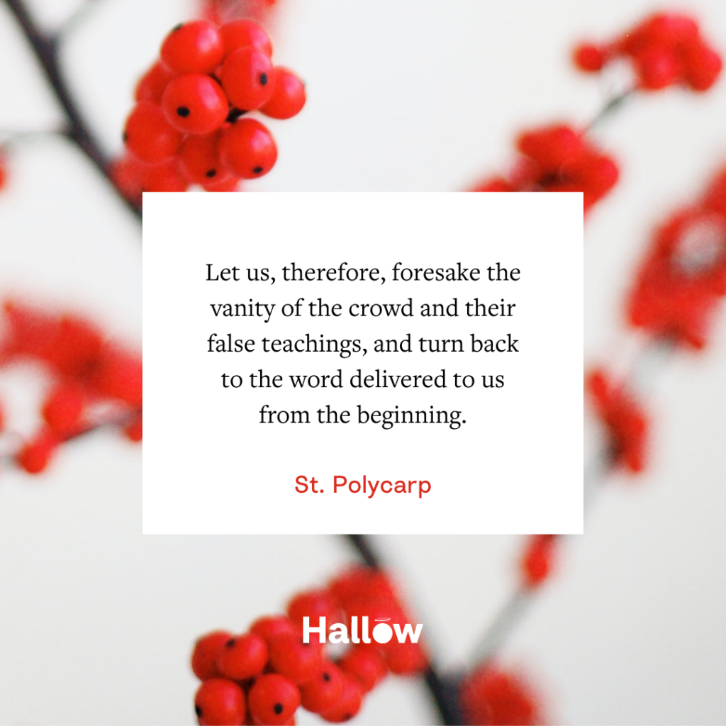 "Let us, therefore, foresake the vanity of the crowd and their false teachings, and turn back to the word delivered to us from the beginning." - St. Polycarp