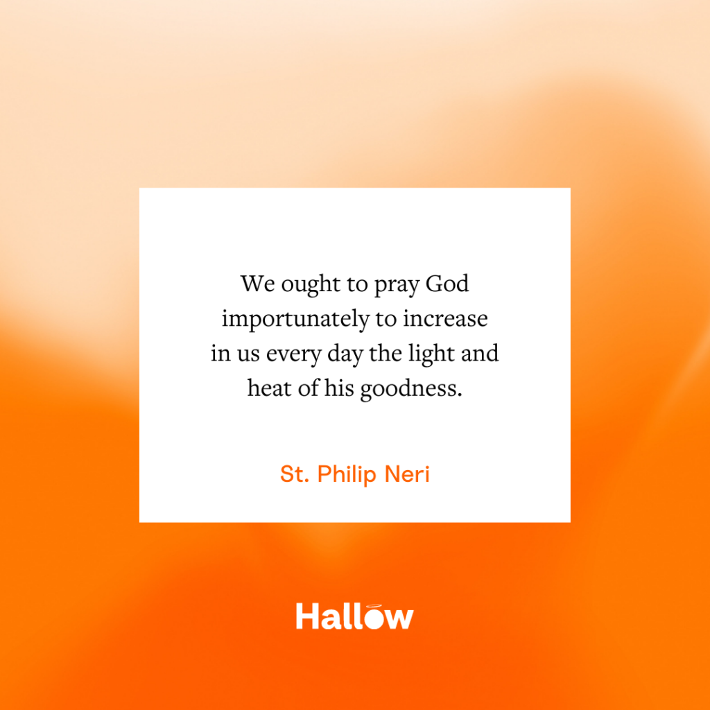 "We ought to pray God importunately to increase in us every day the light and heat of his goodness." - St. Philip Neri