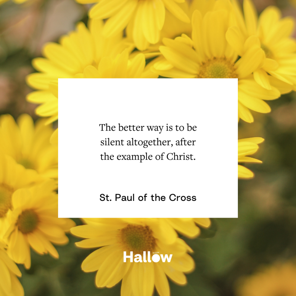 "The better way is to be silent altogether, after the example of Christ." - St. Paul of the Cross