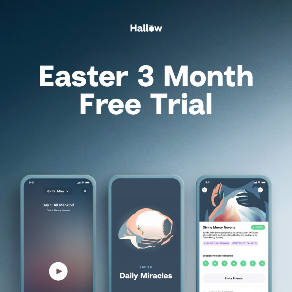 Easter 3 Month Free Trial of Hallow Christian Prayer App