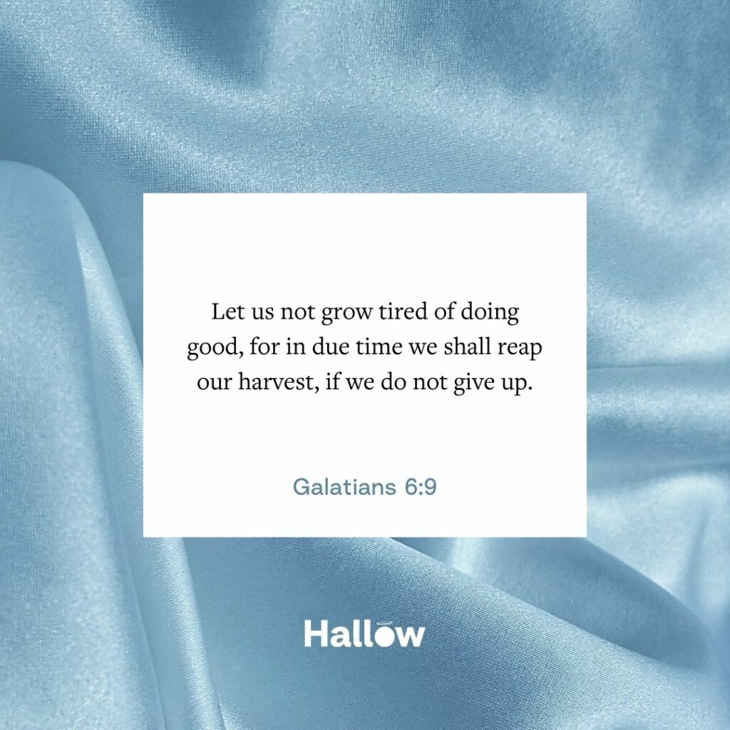 "Así que no debemos cansarnos de hacer el bien; porque si no nos desanimamos, a su debido tiempo cosecharemos." - Gálatas 6, 9