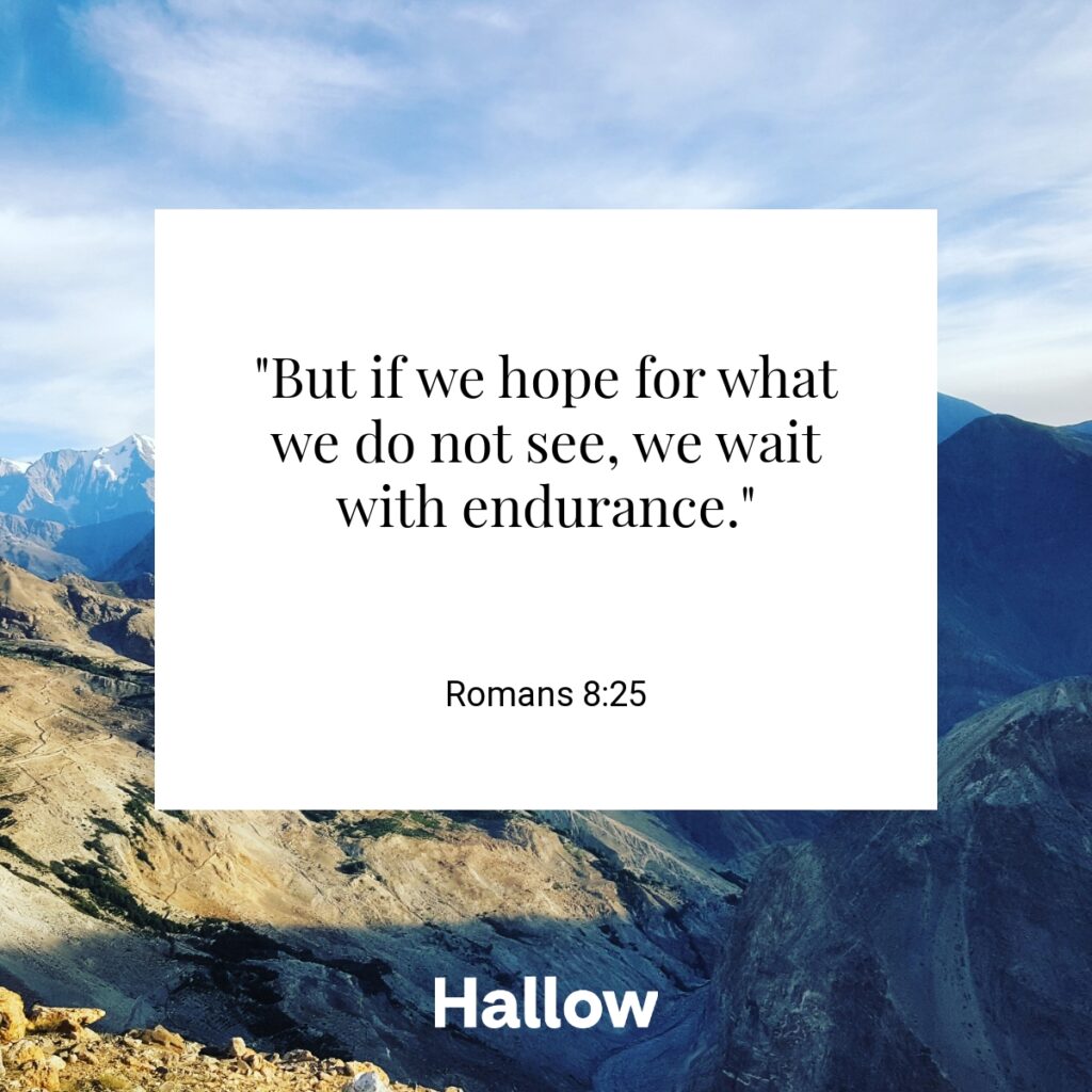 "But if we hope for what we do not see, we wait with endurance." - Romans 8:25