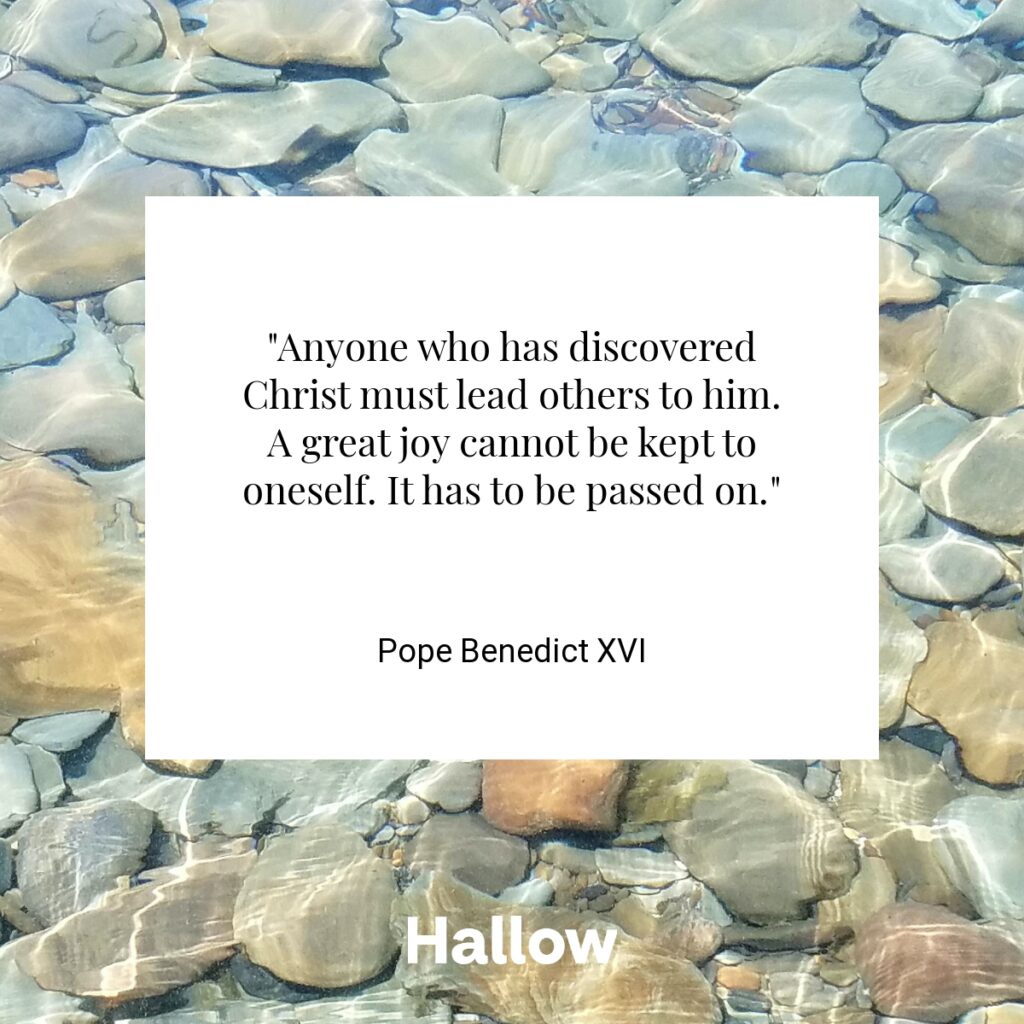 "Anyone who has discovered Christ must lead others to him. A great joy cannot be kept to oneself. It has to be passed on." - Pope Benedict XVI