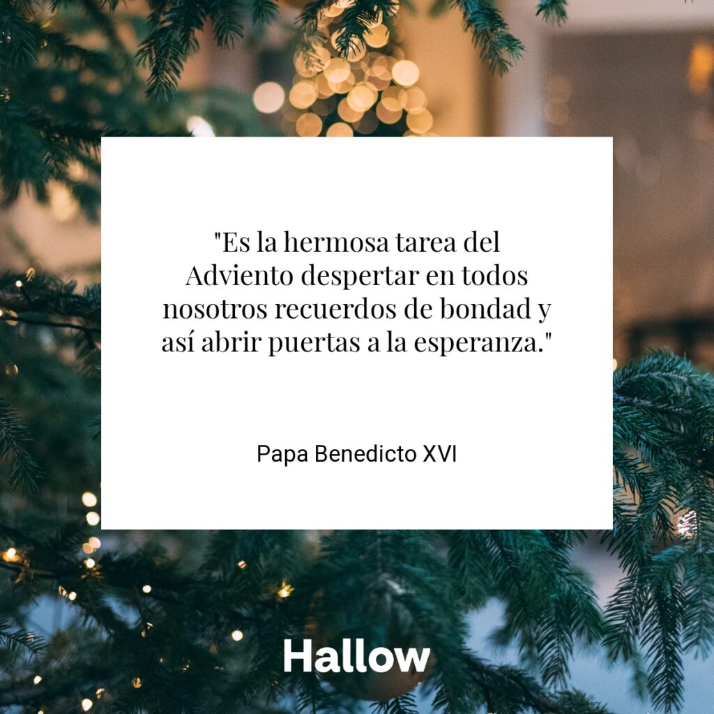 "Es la hermosa tarea del Adviento despertar en todos nosotros recuerdos de bondad y así abrir puertas a la esperanza." - Papa Benedicto XVI