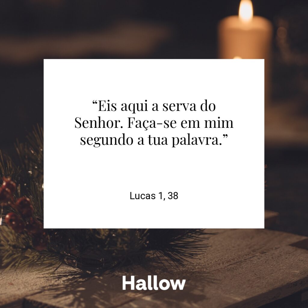 “Eis aqui a serva do Senhor. Faça-se em mim segundo a tua palavra.” - Lucas 1, 38