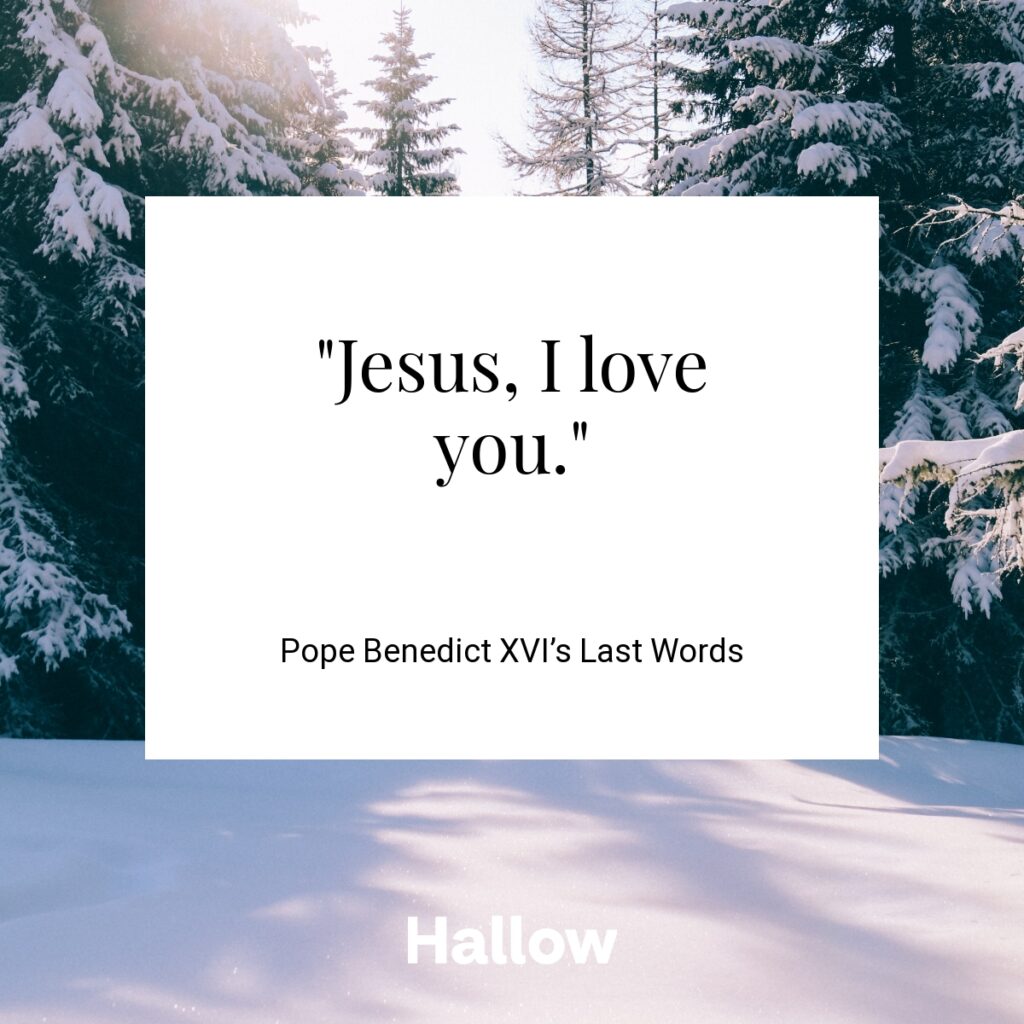 "Jesus, I love you." - Pope Benedict XVI’s Last Words