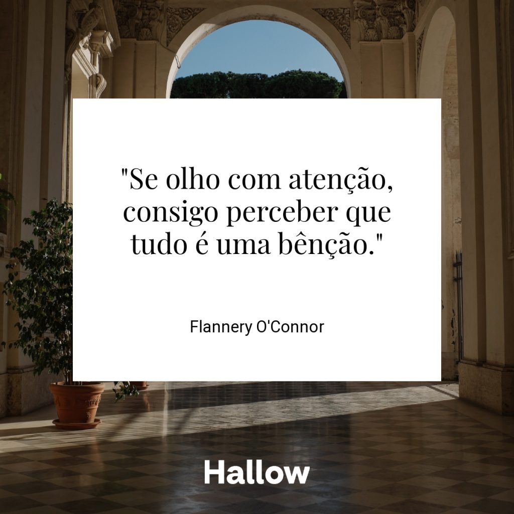 "Se olho com atenção, consigo perceber que tudo é uma bênção." - Flannery O'Connor