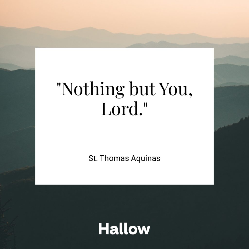 "Nothing but You, Lord." - St. Thomas Aquinas