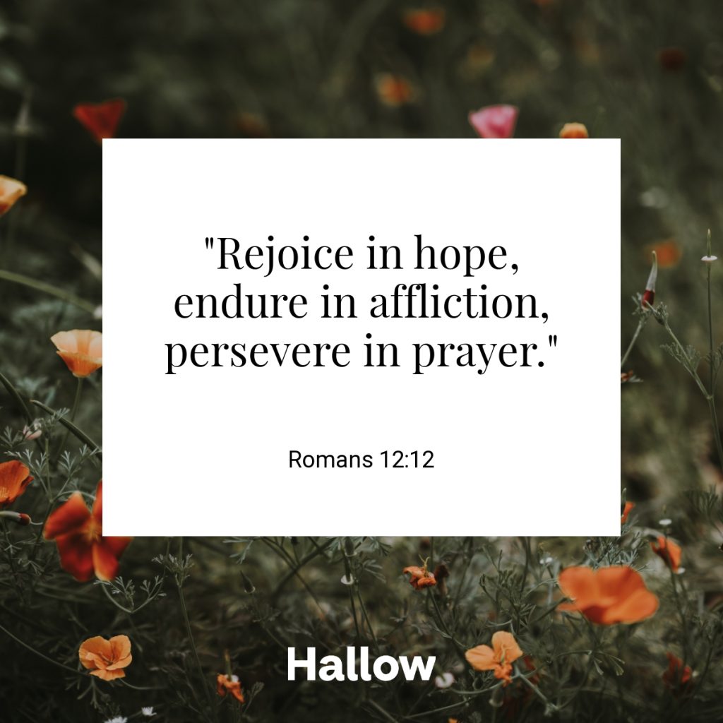 "Rejoice in hope, endure in affliction, persevere in prayer." - Romans 12:12