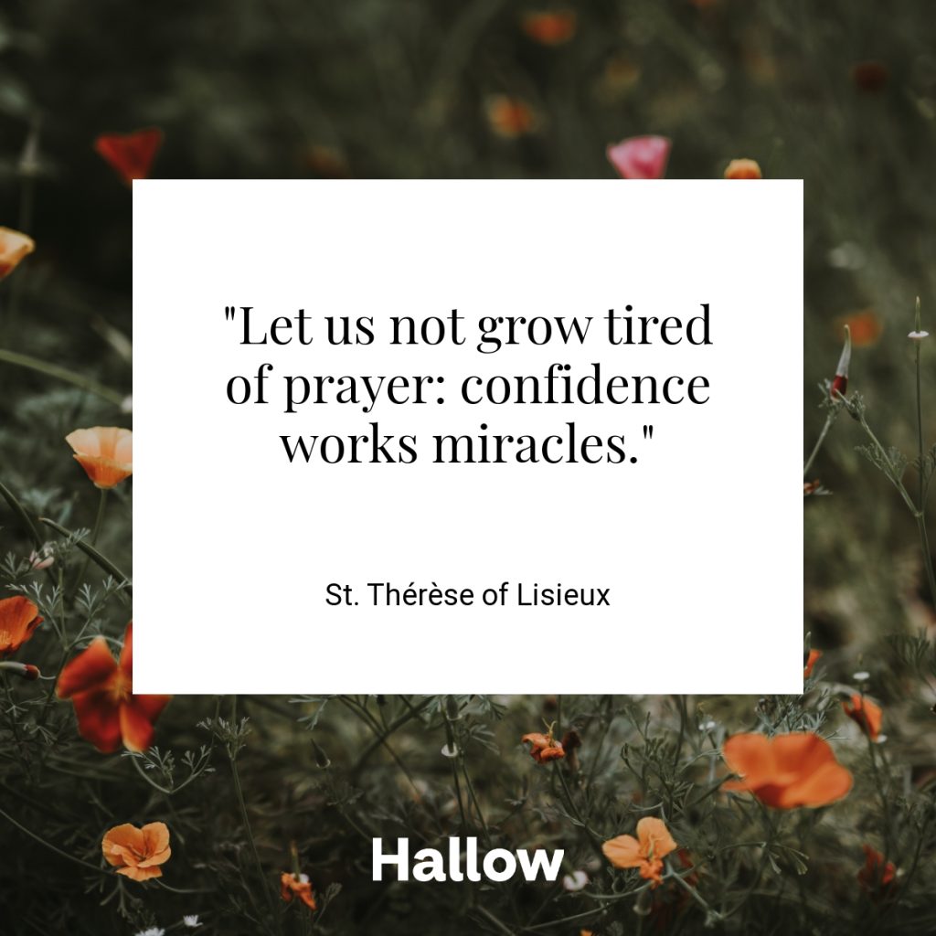 "Let us not grow tired of prayer: confidence works miracles." - St. Thérèse of Lisieux