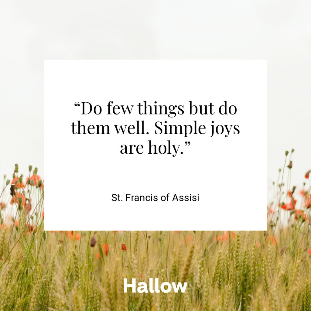 “Do few things but do them well. Simple joys are holy.” - St. Francis of Assisi
