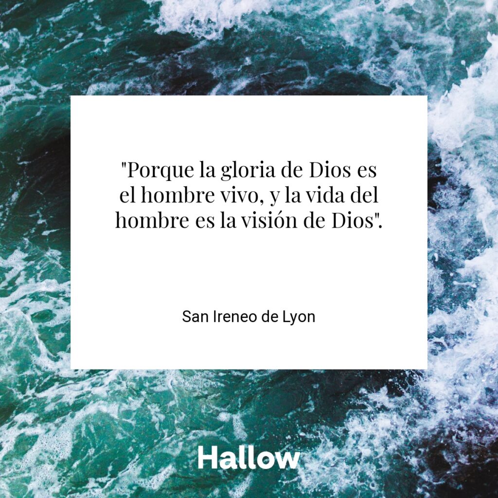 "Porque la gloria de Dios es el hombre vivo, y la vida del hombre es la visión de Dios". - San Ireneo de Lyon 