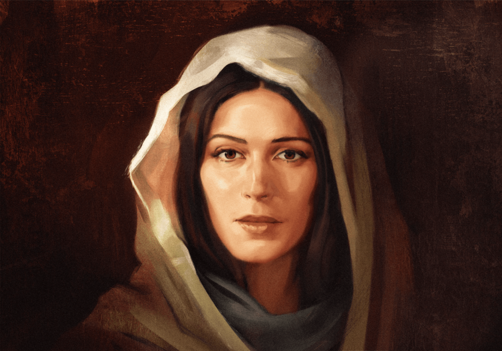 A portrait illustration of Mary Magdalene