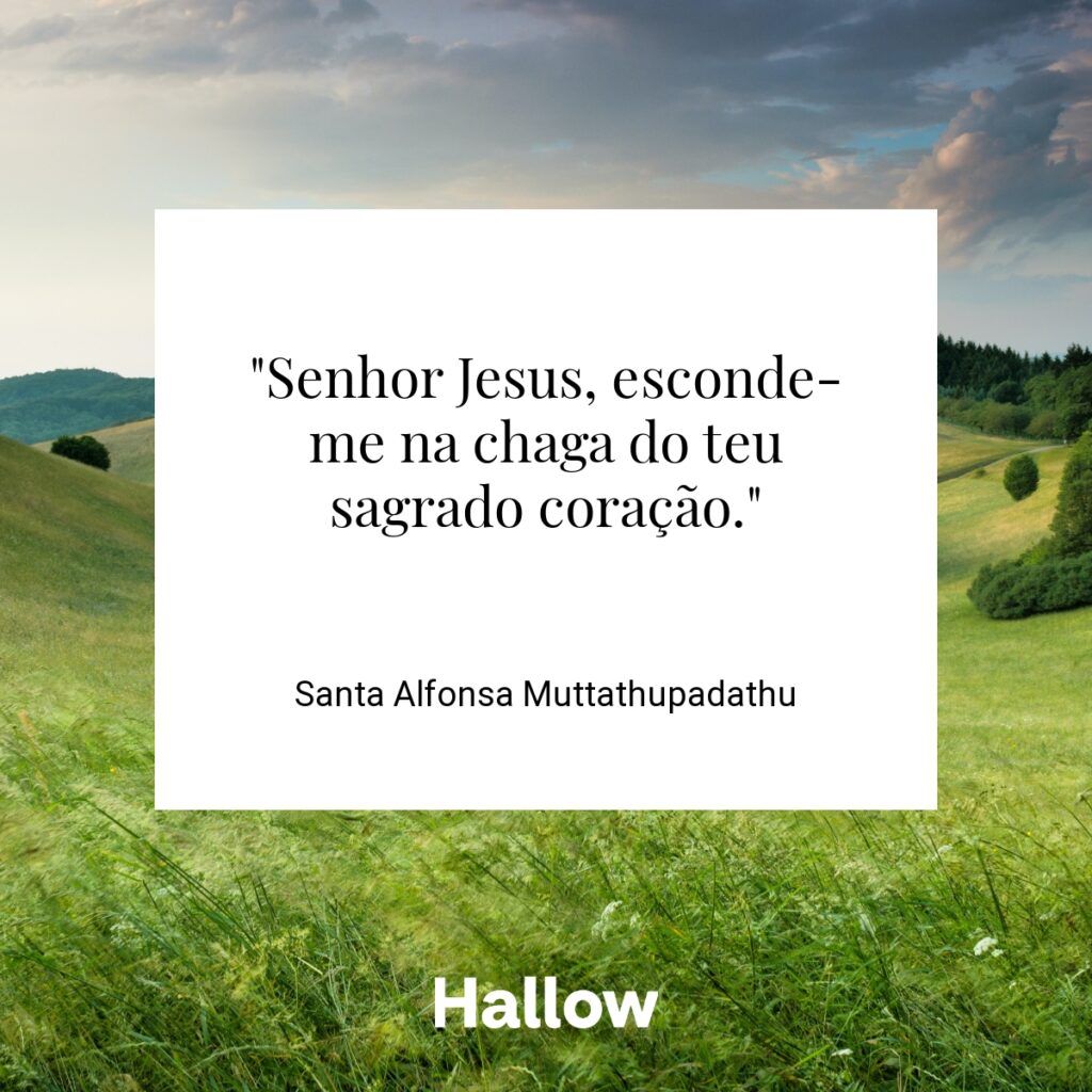 "Senhor Jesus, esconde-me na chaga do teu sagrado coração." - Santa Alfonsa Muttathupadathu