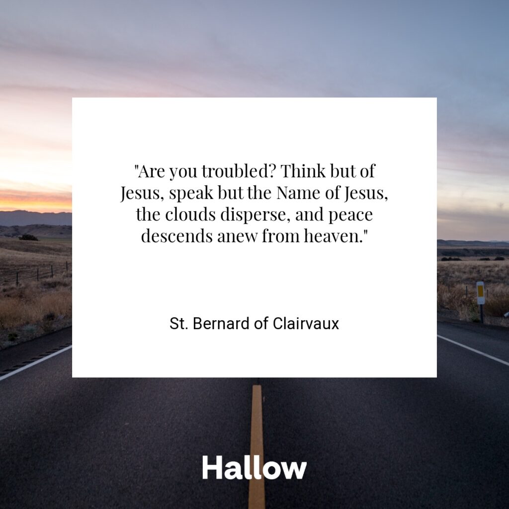 "Are you troubled? Think but of Jesus, speak but the Name of Jesus, the clouds disperse, and peace descends anew from heaven." - St. Bernard of Clairvaux