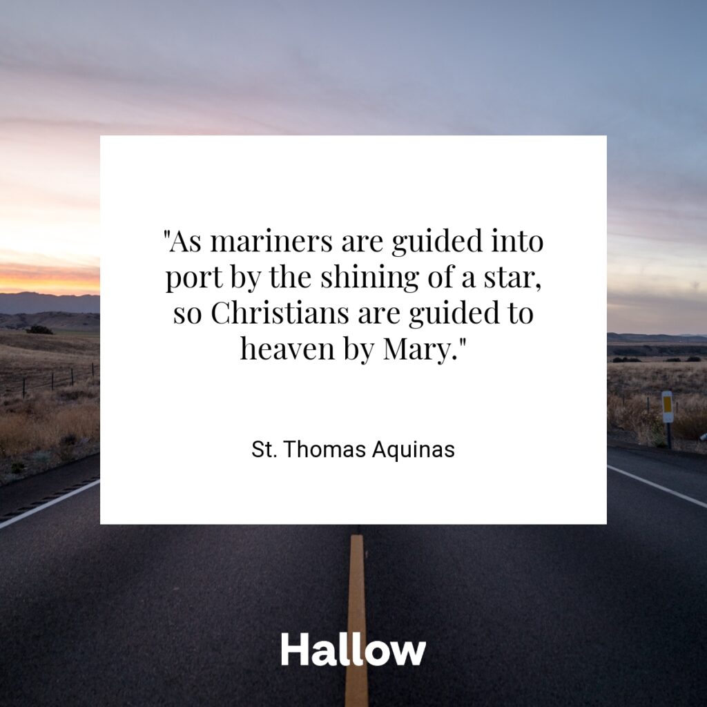 "As mariners are guided into port by the shining of a star, so Christians are guided to heaven by Mary." - St. Thomas Aquinas
