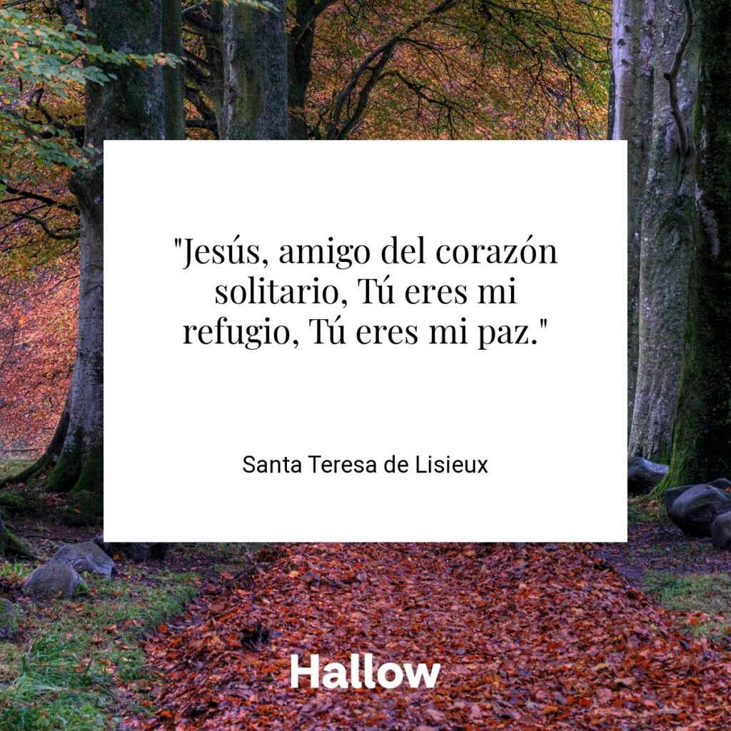 "Jesús, amigo del corazón solitario, Tú eres mi refugio, Tú eres mi paz." - Santa Teresa de Lisieux