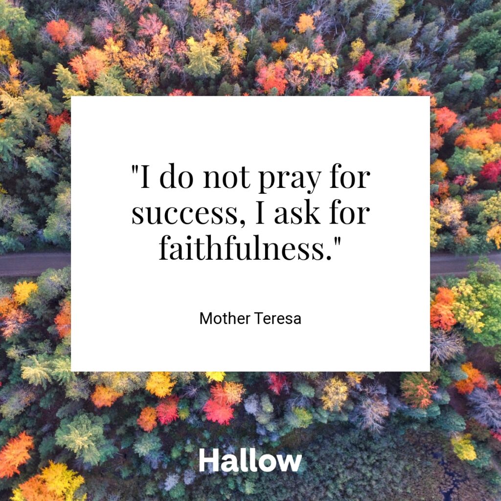 "I do not pray for success, I ask for faithfulness." - Mother Teresa