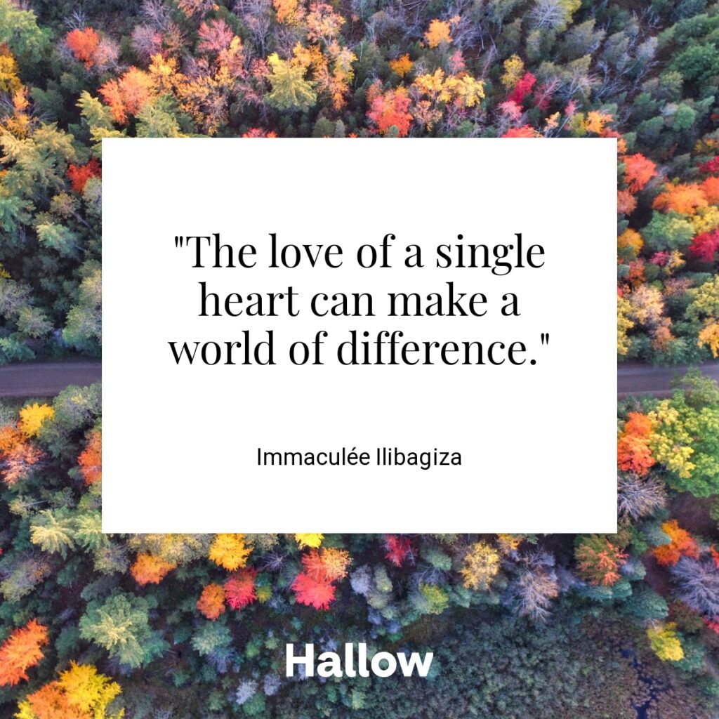 "The love of a single heart can make a world of difference." - Immaculée Ilibagiza
