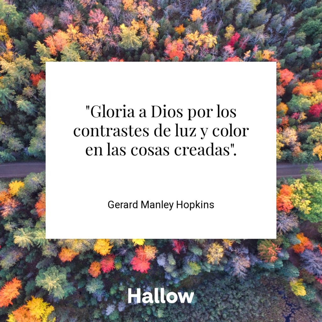 "Gloria a Dios por los contrastes de luz y color en las cosas creadas". - Gerard Manley Hopkins