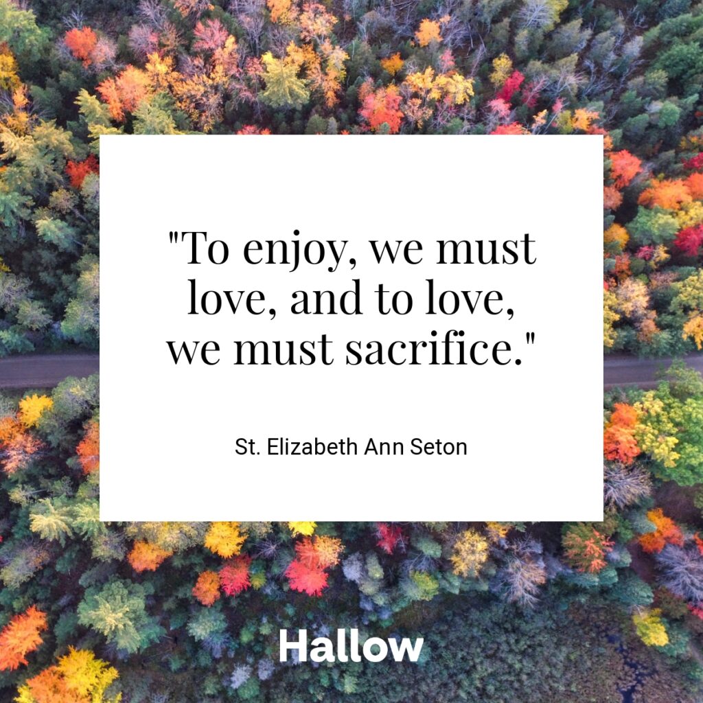 "To enjoy, we must love, and to love, we must sacrifice." - St. Elizabeth Ann Seton