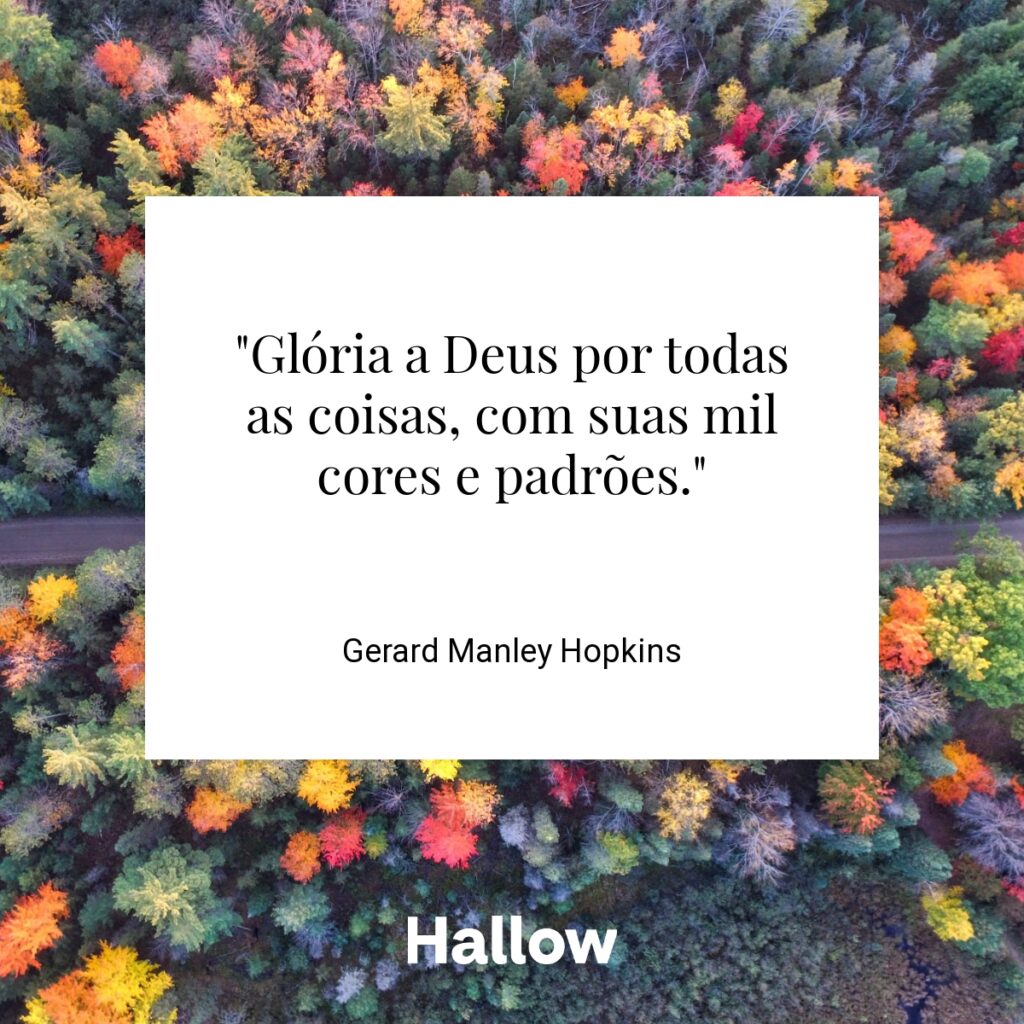 "Glória a Deus por todas as coisas, com suas mil cores e padrões." - Gerard Manley Hopkins