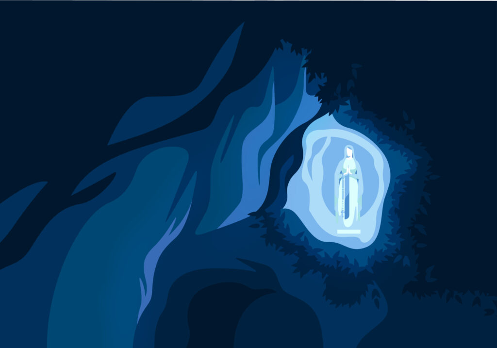 An illustration of Our Lady of Lourdes