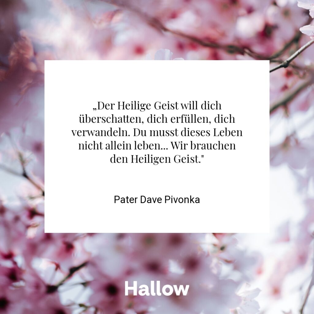 „Der Heilige Geist will dich überschatten, dich erfüllen, dich verwandeln. Du musst dieses Leben nicht allein leben... Wir brauchen den Heiligen Geist." - Pater Dave Pivonka