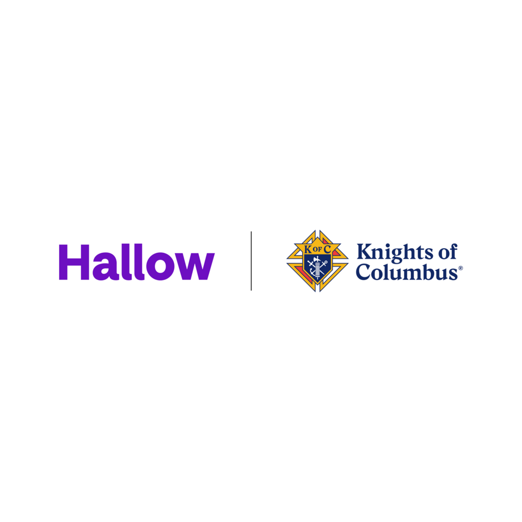 Hallow and Knights of Columbus logos