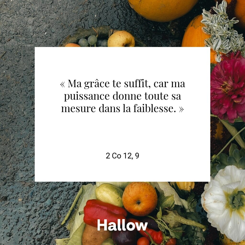 « Ma grâce te suffit, car ma puissance donne toute sa mesure dans la faiblesse. » - 2 Co 12, 9