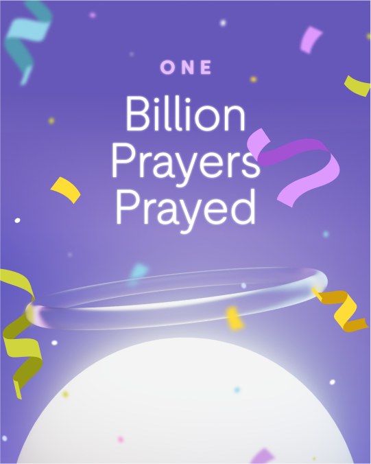 Hallow's logo with confetti celebrating One Billion Prayers Prayed