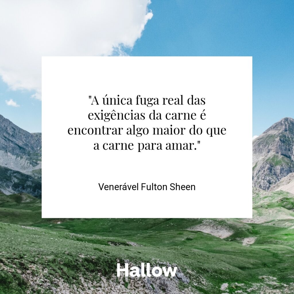 "A única fuga real das exigências da carne é encontrar algo maior do que a carne para amar." - Venerável Fulton Sheen