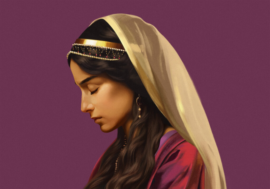 A painted original illustration of Queen Esther