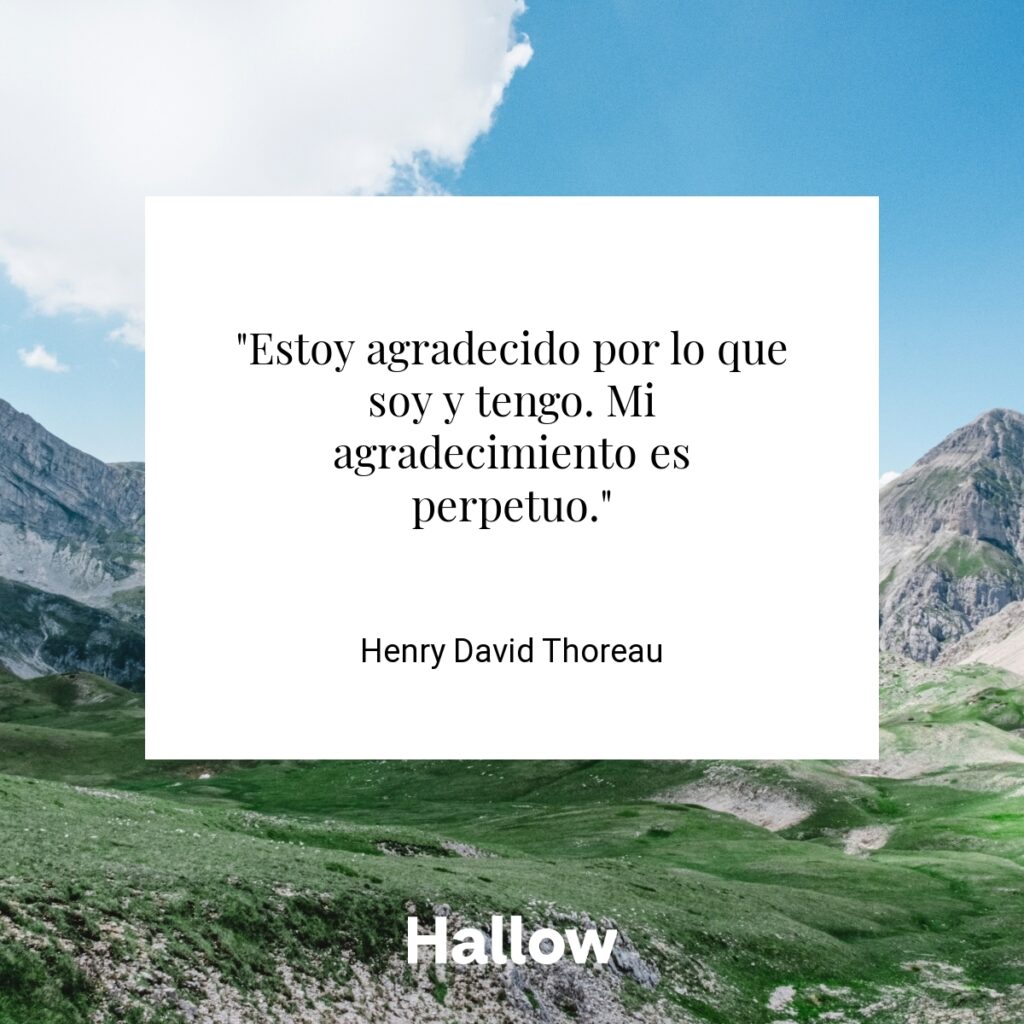 "Estoy agradecido por lo que soy y tengo. Mi agradecimiento es perpetuo." - Henry David Thoreau